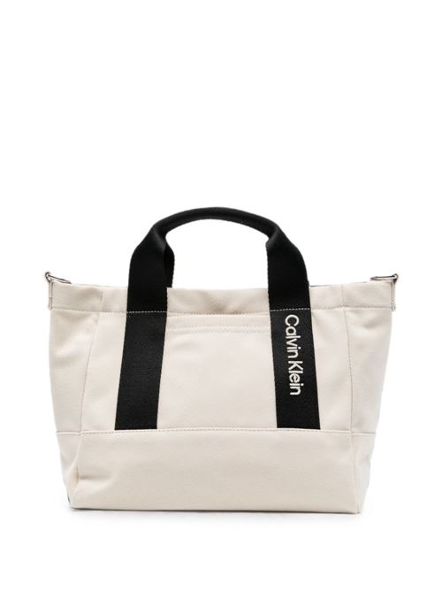 Borsa crossbody bambina Calvin Klein oatmeal color block con logo Calvin Klein Kids | IU0IU00697PDV